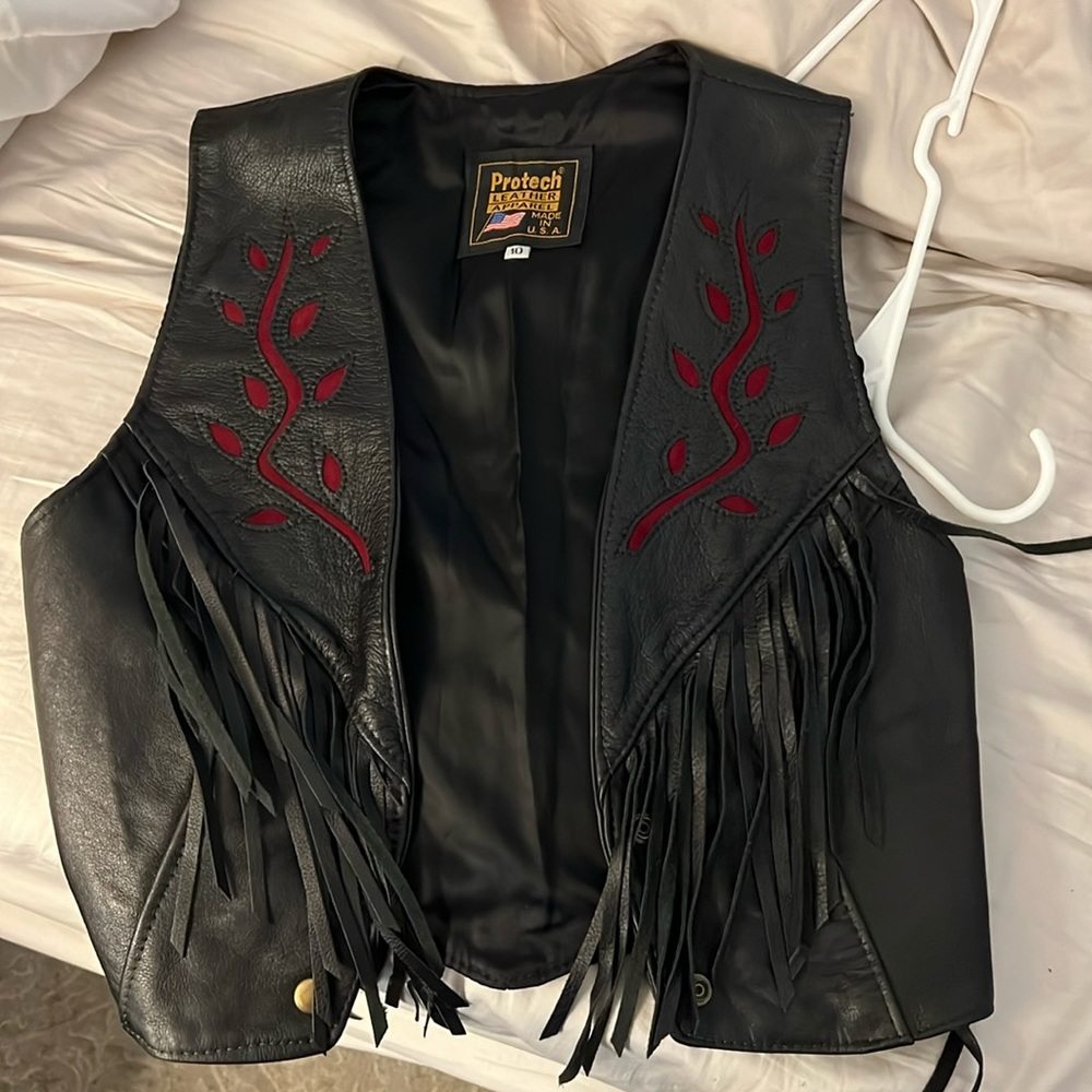Protech leather motorcycle vest